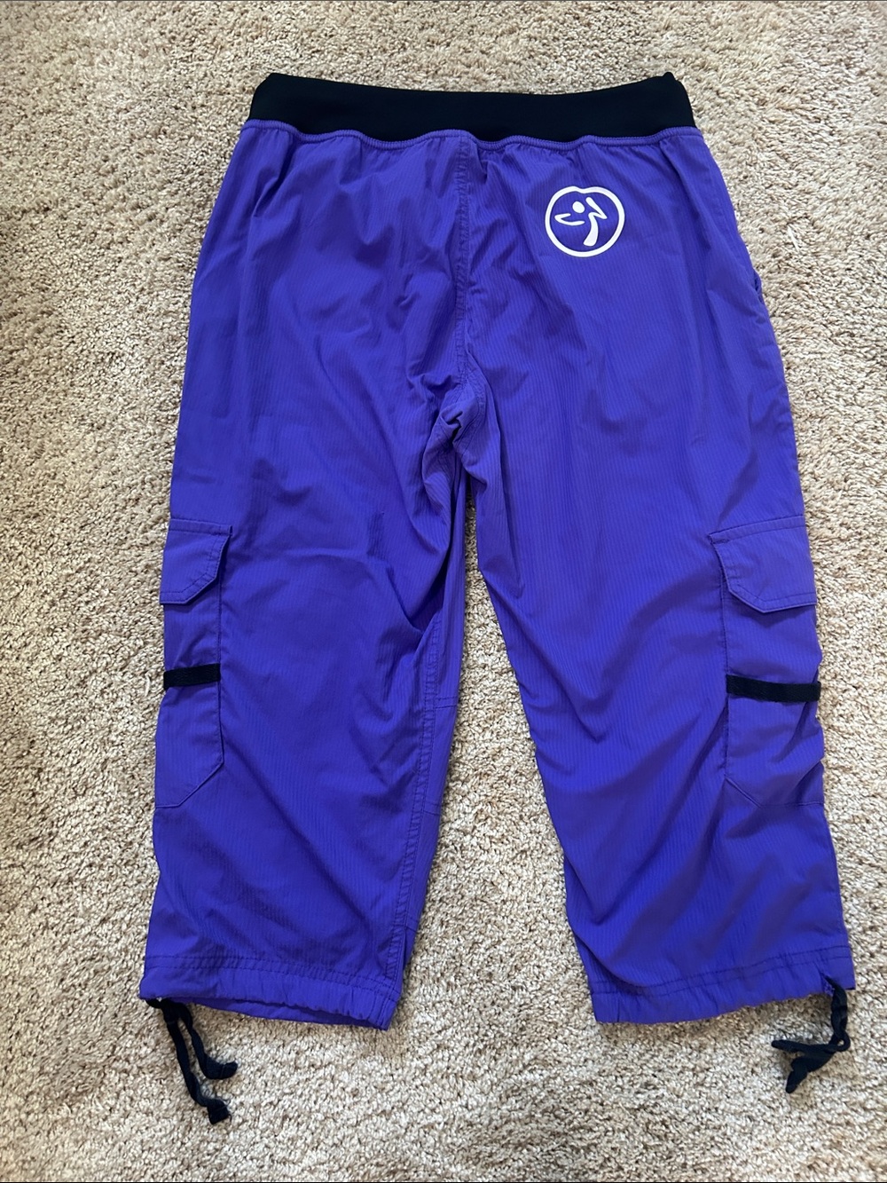 Zumba Fitness Purple Cargo Jogger Pants with Black Waistband